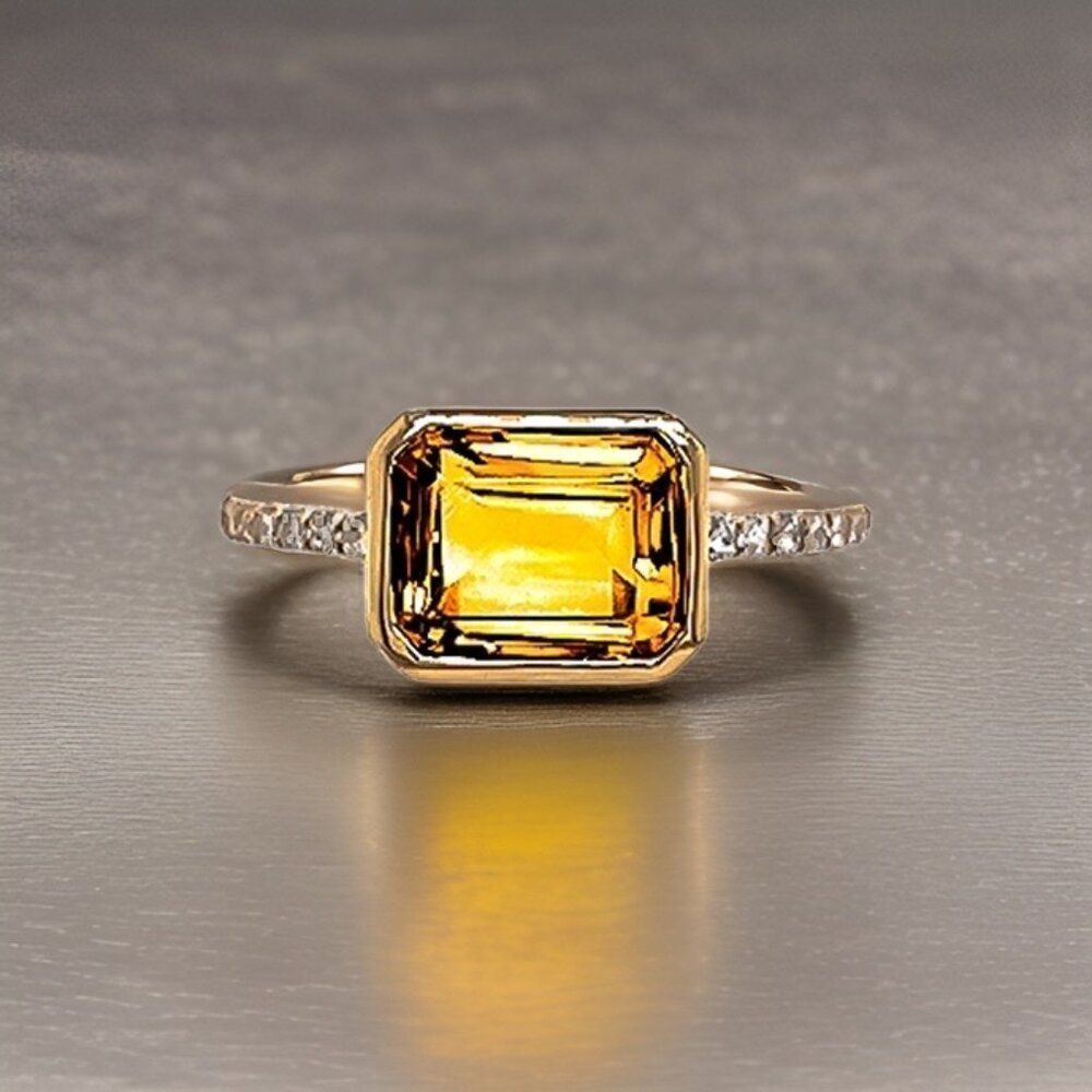 Natural Citrine Diamond Ring 6.5 14k YellowGold 2.45 TCW Certified $2,650 221295